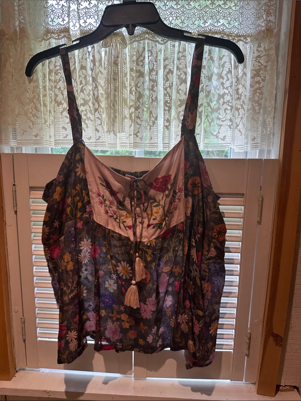 NATURAL LIFE Floral Embroidered Boho Camisole - Black, Pink, Yellow, Purple